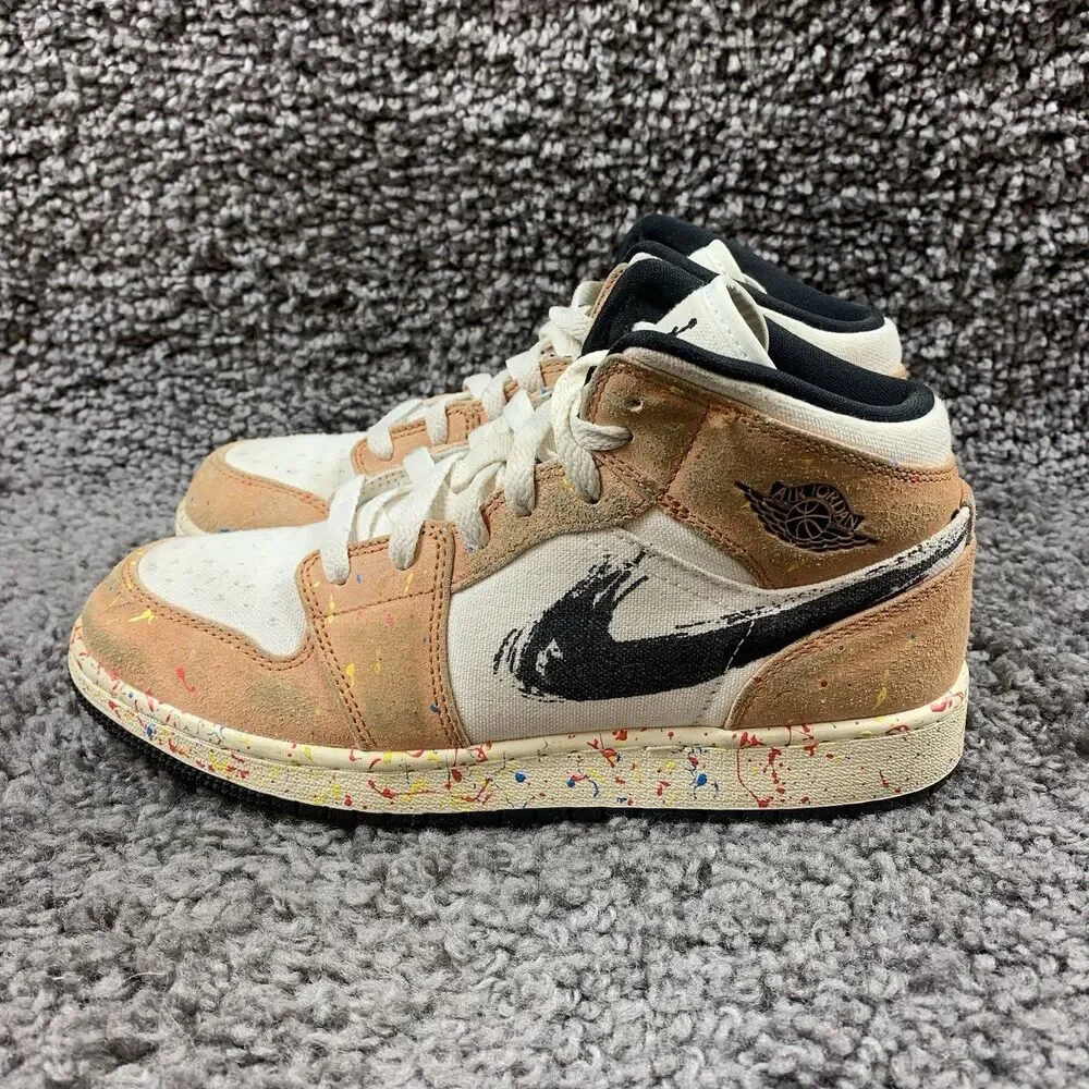 Nike Air Jordan 1 Mid SE Brushstroke DA8006-100 GS Size 6 Youth